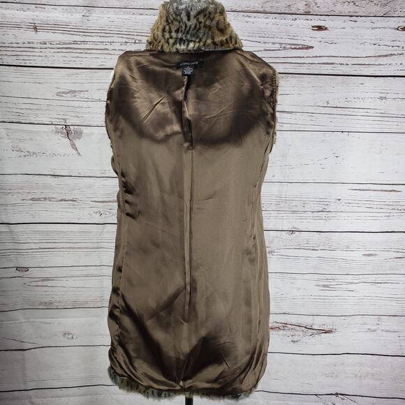 Luciano Dante Faux Fur Cheetah Print Front Pockets Vest Size Small - Picture 5 of 12